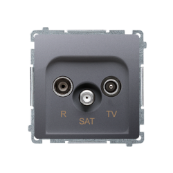 Gniazdo antenowe R-TV-SAT końcowe/zakończeniowe tłum.:1dB inox, metalizowany