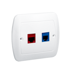 Gniazdo komputerowe RJ45 kategoria 5e + telefoniczne RJ12 biały