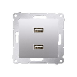Ładowarka USB ładowarka USB podwójna srebrny mat, metalizowany