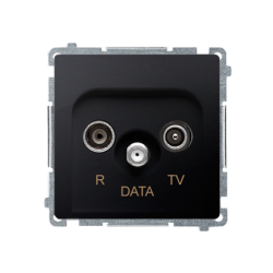 Gniazdo antenowe R-TV-DATA tłum.:10dB grafit mat, metalizowany