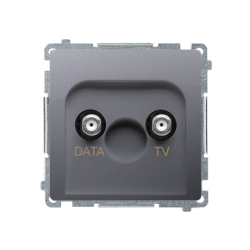 Gniazdo antenowe TV-DATA tłum.:5dB inox, metalizowany