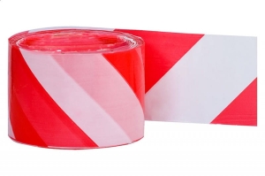 Folia ostrzegawcza biało - czerwona szerokość 80mm