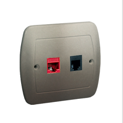 Gniazdo komputerowe RJ45 kategoria 5e + telefoniczne RJ11 satynowy, metalizowany