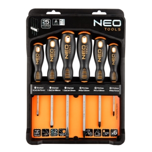 NEO TOOLS Wkrętaki, zestaw 6 szt., stal S2, magnet