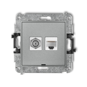 Mechanizm gniazda antenowego poj. typu F (SAT) + gniazda komp. poj. 1xRJ45