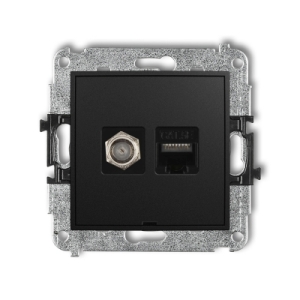 Mechanizm gniazda antenowego poj. typu F (SAT) + gniazda komp. poj. 1xRJ45