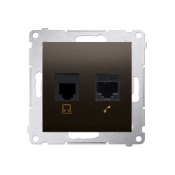 Gniazdo komputerowe RJ45 kategoria 5e + telefoniczne RJ12 (moduł) antracyt, metalizowany