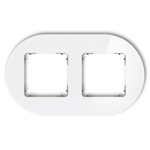 Ramka uniwersalna podwójna okrągła - efekt szkła (ramka: biała; spód: grafitowy mat)