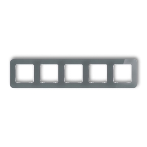 Ramka uniwersalna pięciokrotna zaokrąglona - efekt szkła (ramka: grafitowa; spód: biały)