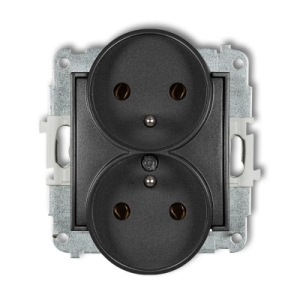 Mechanizm gniazda podwójnego do ramki z uziemieniem 2x(2P+Z) (bez przesłon torów prądowych)