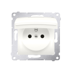 Gniazdo wtyczkowe pojedyncze do wersji IP44 - bez uszczelki - klapka w kolorze pokrywy do ramek Premium (moduł) 16A 250V, zaciski śrubowe, kremowy