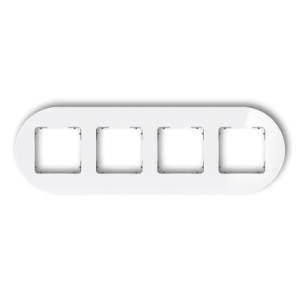 Ramka uniwersalna poczwórna okrągła - efekt szkła (ramka: biała; spód: grafitowy mat)