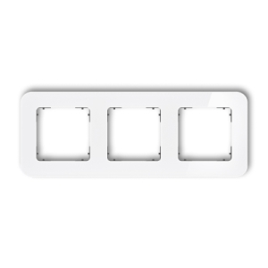 Ramka uniwersalna potrójna zaokrąglona - efekt szkła (ramka: biała; spód: grafitowy mat)