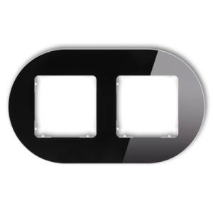 Ramka uniwersalna podwójna okrągła - efekt szkła (ramka: czarna; spód: biały)