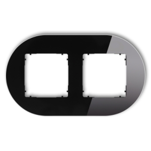 Ramka uniwersalna podwójna okrągła - efekt szkła (ramka: czarna; spód: czarny)