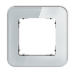 Ramka uniwersalna pojedyncza zaokrąglona - efekt szkła (ramka: szara; spód: grafitowy mat)