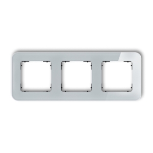 Ramka uniwersalna potrójna zaokrąglona - efekt szkła (ramka: szara; spód: czarny)