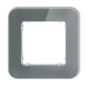 Ramka uniwersalna pojedyncza zaokrąglona - efekt szkła (ramka: grafitowa; spód: biały)