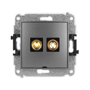Mechanizm gniazda głośnikowego pojedynczego, bez pola opisowego (typu banan - czerwony i czarny, pozłacany, 4 mm2, skręcany)