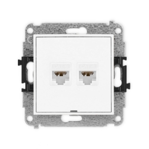 Mechanizm gniazda komputerowego podwójnego 2xRJ45, kat. 6A, 8-stykowy, bez pola opisowego