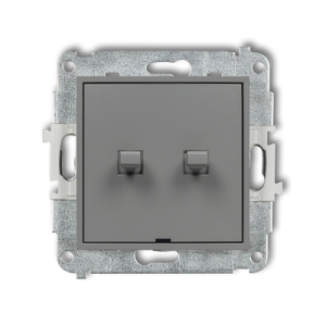 Mechanizm łącznika jednobiegunowego ze schodowym w stylu amerykańskim (dwa klawisze bez piktogramów, osobne zasilanie)