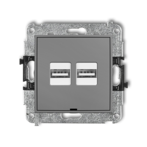 Mechanizm ładowarki USB podwójnej 2xUSB A, 15,5W max., 5V, 3.1A, bez pola opisowego