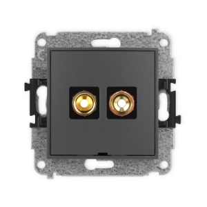 Mechanizm gniazda głośnikowego pojedynczego, bez pola opisowego (typu banan - czerwony i czarny, pozłacany, 4 mm2, skręcany)