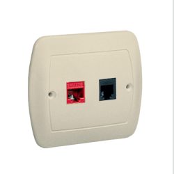 Gniazdo komputerowe RJ45 kategoria 5e + telefoniczne RJ11 beżowy
