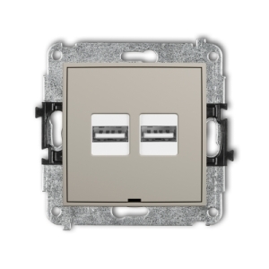 Mechanizm ładowarki USB podwójnej 2xUSB A, 15,5W max., 5V, 3.1A, bez pola opisowego