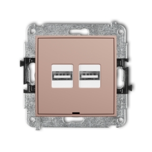 Mechanizm ładowarki USB podwójnej 2xUSB A, 15,5W max., 5V, 3.1A, bez pola opisowego