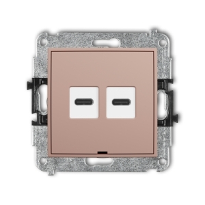 Mechanizm ładowarki USB podwójnej 2xUSB C, 20W max., bez pola opisowego