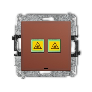 Mechanizm gniazda światłowodowego/optycznego podwójnego, bez pola opisowego