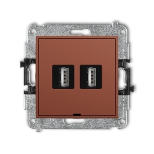 Mechanizm gniazda podwójnego 2xUSB A-A 2.0, bez pola opisowego