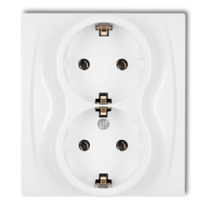 Gniazdo podwójne z uziemieniem SCHUKO 2x(2P+Z) (bez przesłon torów prądowych)