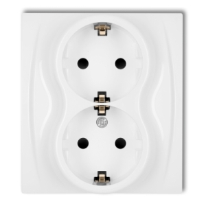 Gniazdo podwójne z uziemieniem SCHUKO 2x(2P+Z) (przesłony torów prądowych)