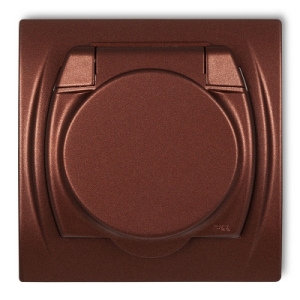 Gniazdo bryzgoszczelne z uziemieniem SCHUKO 2P+Z (klapka brązowy metalik, bez przesłon torów prądowych)