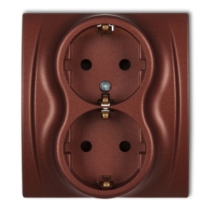 Gniazdo podwójne z uziemieniem SCHUKO 2x(2P+Z) (przesłony torów prądowych)