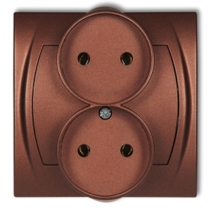 Gniazdo podwójne do ramki poziomej bez uziemienia 2x2P (bez przesłon torów prądowych)