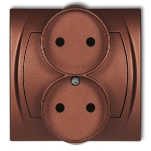 Gniazdo podwójne do ramki poziomej bez uziemienia 2x2P (przesłony torów prądowych)