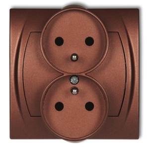 Gniazdo podwójne do ramki poziomej z uziemieniem 2x(2P+Z) (przesłony torów prądowych)