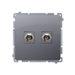 Gniazdo antenowe typu „F” podwójne srebrny mat, metalizowany
