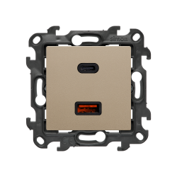 Ładowarka USB podwójna, (moduł), Simon 24, IP20, szampański mat, 30W