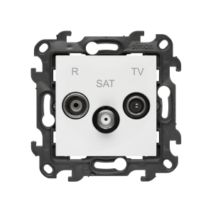 Gniazdo antenowe R-TV-SAT przelotowe, (moduł), Simon 24, IP20/IP44, biały