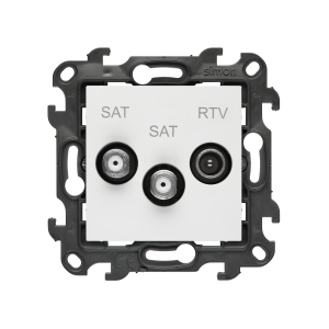 Gniazdo antenowe SAT-SAT-RTV satelitarne podwójne, (moduł), Simon 24, IP20, biały
