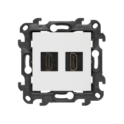 Gniazdo HDMI 2.1 podwójne, (moduł), Simon 24, IP20/IP44, biały, Standard HDMI: HDMI 2.1