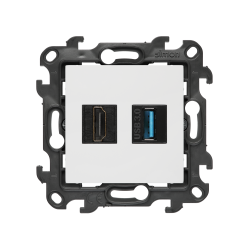 Gniazdo HDMI 2.1 + USB 3.0, (moduł), Simon 24, IP20, biały, Standard HDMI: HDMI 2.1