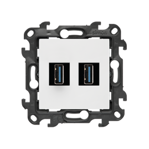 Gniazdo USB A 3.0 do przesyłu danych podwójne, (moduł), Simon 24, IP20, biały
