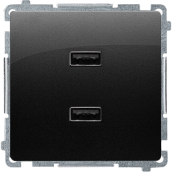 Ładowarka USB podwójna, A+A, czarny mat, 2,1A