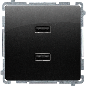 Ładowarka USB podwójna, A+A, czarny mat, 2,1A