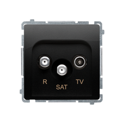 Gniazdo antenowe R-TV-SAT końcowe/zakończeniowe, tłum.: 1dB, czarny mat